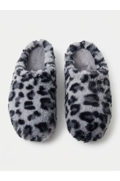 GEZER Papuci de pluș pentru femei, cu model leopard, de iarnă, confortabili, pentru casă și grădină