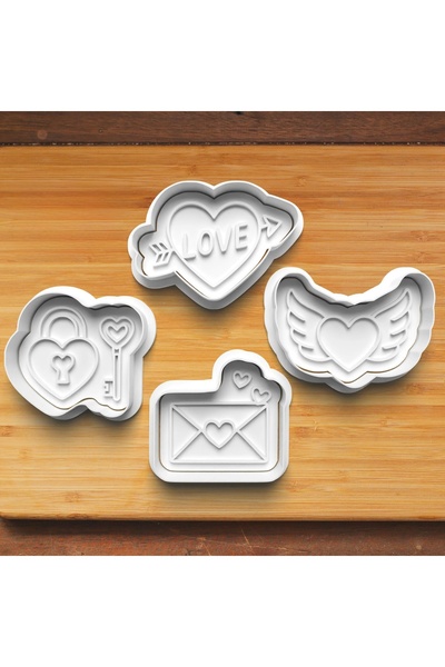 Hobist I Love You Set of 4 Cookie and Sugar Dough Molds