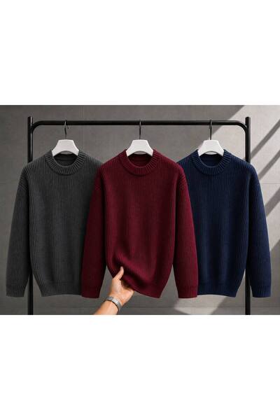 pepule Women's 3-Piece Crew Neck Oversize Knitwear Sweater Soft Knitted Sweater