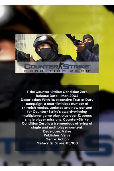 OEM Инфографичен плакат Counter-Attack Zero Hour, Историческа шутър игра, 250...