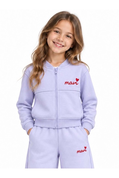 Mavi M7S10197 Kalp Logo Baskılı Fermuarlı Kız Çocuk Sweatshirt LİLA