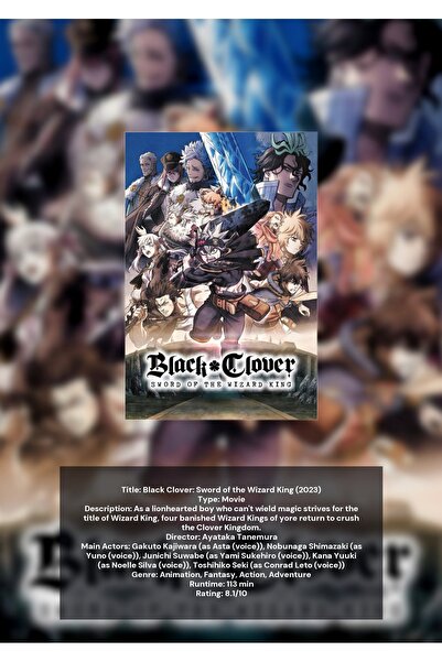 OEM Poster Infografic Negru Trifoi: Sabia Regelui Vrajitor, Anime, Carton 250...