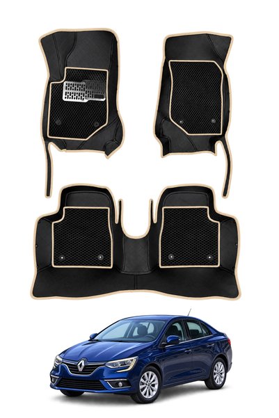 stiloto Renault Megane 4 Sedan (2016–2024) Uyumlu 8D Deri Oto Paspas - Diamon...