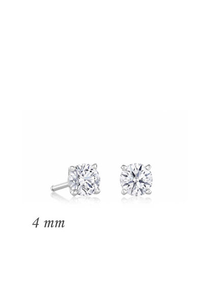 emirOmade 925 Ayar Gümüş Yuvarlak Tek Taş Küpe Gümüş Rengi 0,4x0,4cm 0,45gr Z...