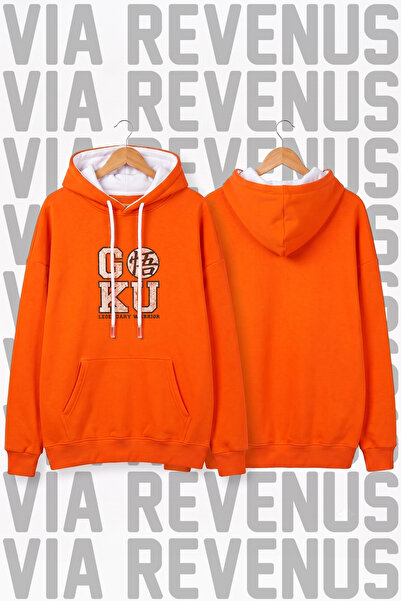 Vordevia Goku - Legendary Warrior Printed Unisex Orange Loose Fit Hoodie Swea...