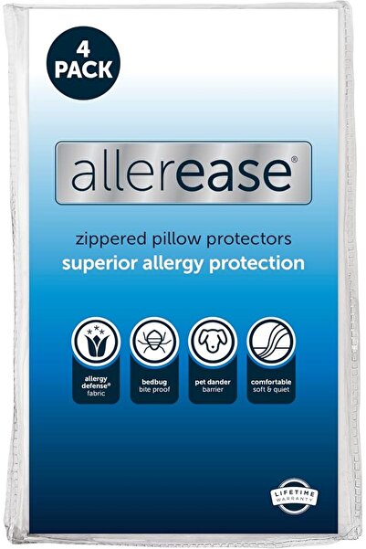 Aller-Ease مجموعة من 4 واقيات وسائد كينج - ماصة للرطوبة، حماية متقدمة من الحس...