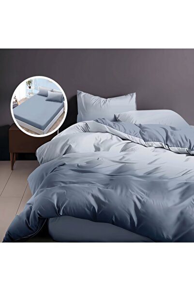 NufJoy Lenjerie pat dublu Bumbac Finet 6 piese, Cearceaf cu elastic pentru sa...