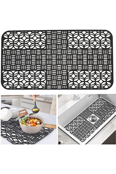 EXCEFORE Silicone Kitchen Sink Mat Protector - 26"x13.78" Non-Slip, Cut to Fi...