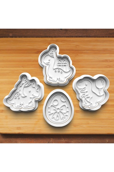 Hobist Sweet Cute Dinosaurs Set of 4 Cookie and Sugar Dough Molds
