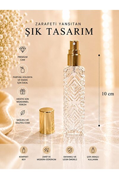 Eymen Hobi 5 Adet Gold Sprey Başlıklı Desenli Cam 10 cm