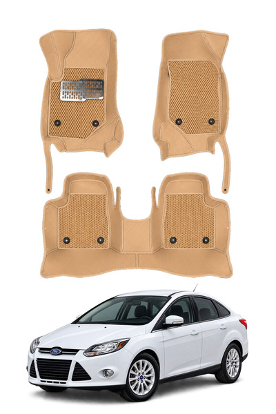 stiloto Ford Focus Sedan (2012-2018) Uyumlu 8D Deri Oto Paspas - Diamond Bask...
