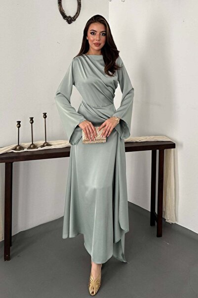 End Black Store Mint side-tie satin dress