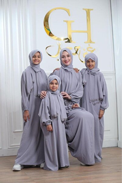 ghina hijab Gnaa Hijab Prayer Slipper for Children 6-8 Years - Gray