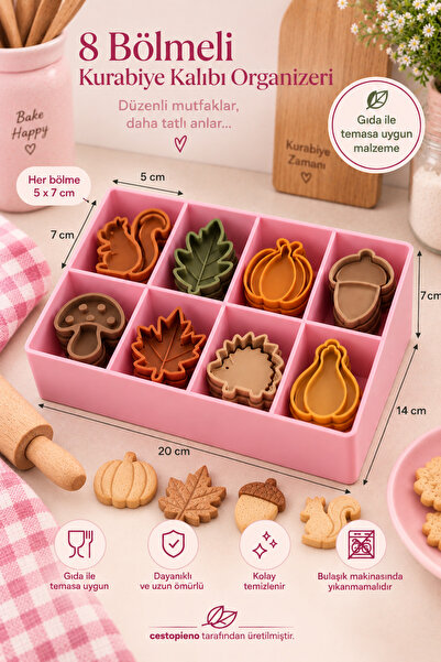 CESTOPİENO 8-Compartment Cookie Mold Organizer – Food Contact Safe, Multi-Pur...