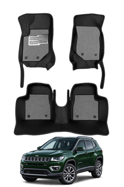 stiloto Jeep Compass SUV (2018-2024) Uyumlu 8D Deri Oto Paspas - Diamond Bask...