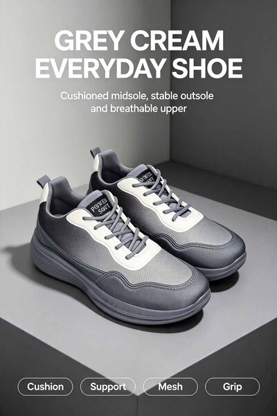 Generic Brand Men Multi‑Color Mesh Lace‑Up Cushioned Walking Sneakers