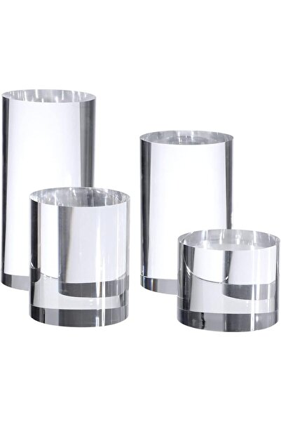 KCGANI Clear Polished Acrylic Cube Cylinder Round Photo Props, Transparent So...