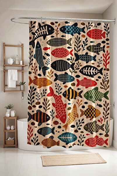 EVPANYA Colorful Seafood Patterned Bathroom Curtain, Shower Curtain, Bathtub ...