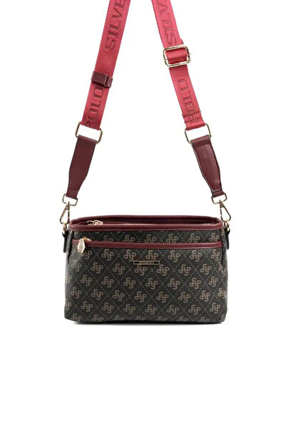 Silver Polo Coffee Yellow - Claret Red Monogram Women's Crossbody Bag Sp1184