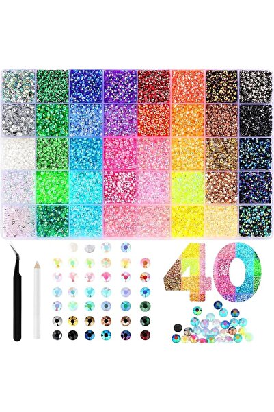 Generic 40 Colors Resin Jelly Rhinestones for Bedazzling, 3mm 32000 Pcs Flatb...