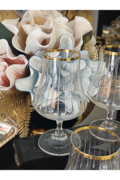 LOKMAN ZÜCCACİYE SHOWROOM 6 Pieces Bohemia Crystal Gold Gilt Stand-Up Cut-Out...