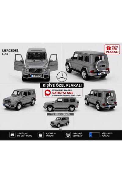 ToyzMarket Mercedes G63 Metal Oyuncak Araba KİŞİYE ÖZEL PLAKALI - G Serisi Me...