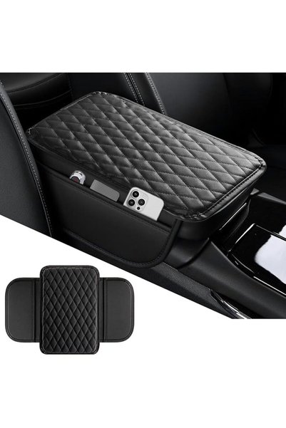 GENERAL Car Armrest Box Booster Pads, Leather Car Armrest Cover Protector wit...