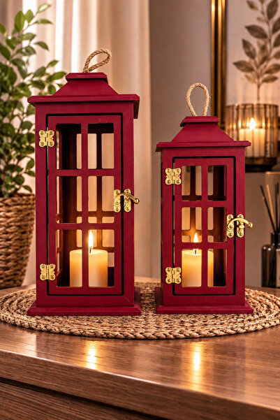 COLORİDO DEKORATİF AMAÇLI AHŞAP 2 Lİ MUMLUK 30 CM VE 25 CM