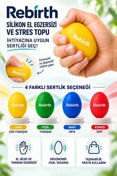 rebirth Silikon El Stres ve Rehabilitasyon Topu Oval Egzersiz El Güçlendirme
