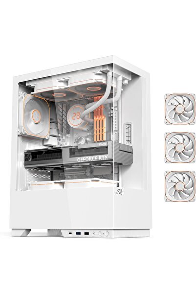 Tortox Nimbus ATX/M-ATX/ITX Gaming PC Case with 3 ARGB Fans with Built-in Fan...