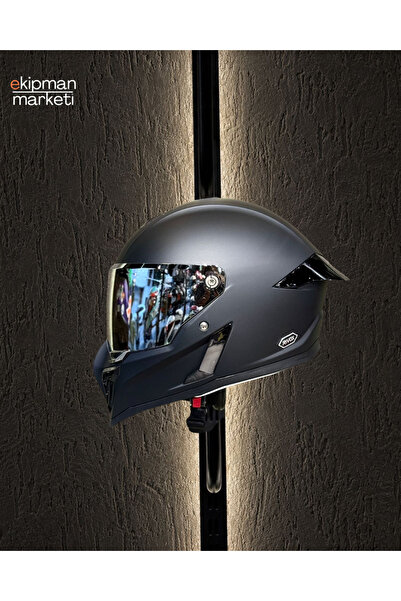 Rivox RX MAT SİYAH KASK GRİ SİLVER VİZÖR(+1 ŞEFFAF) VİZÖRLÜ