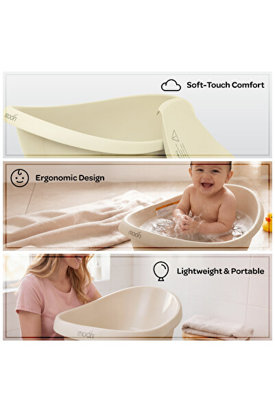 Moon Baby Bathtub –Lightweight ,Durable &Non-Slip Base with Gentle Sling Support-0–3 Years-Beige