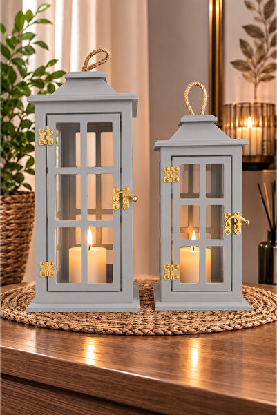 Colorido Candles COLORİDO DEKORATİF AMAÇLI AHŞAP 2 Lİ MUMLUK