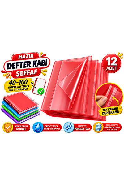 Genel Markalar Hazır Defter Kabı Şeffaf 12 Adet