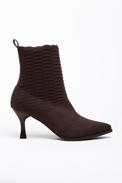 CHICELLA Labonji Brown Knitwear Pointed Toe Women's Heeled Boots