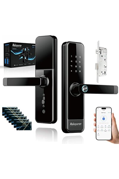 Makayuron قفل باب ذكي TTLock يعمل عبر تطبيق البلوتوث ببصمة الإصبع/الرمز/7 بطا...