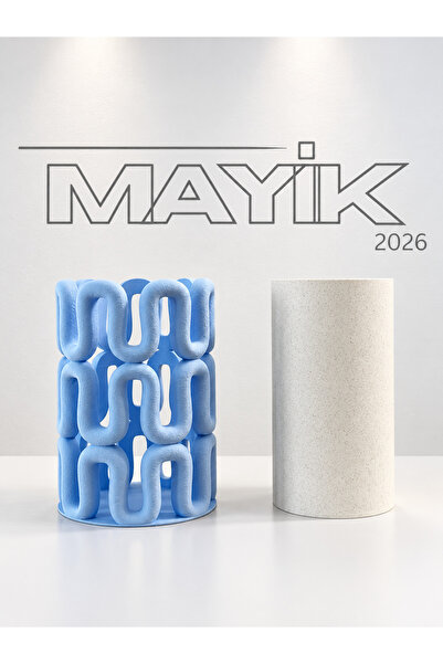 MAYİK2026 Geometrik Desenli Dekoratif Vazo ve Işıklı Tasarım Büyük Boy