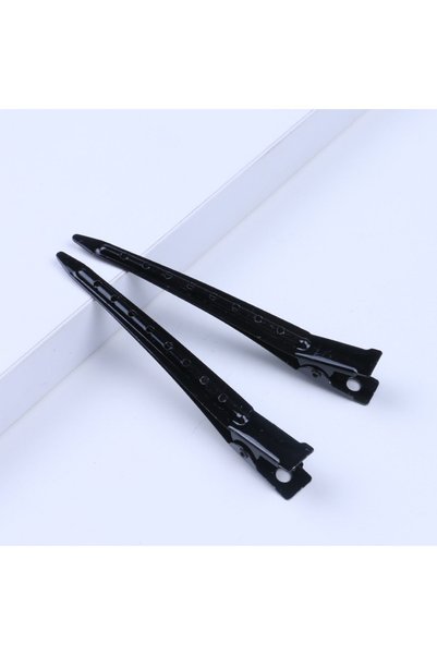 Generic Brand 15Pcs Duck Bill Clips ✂️ Rustproof Metal Alligator Curl Clips with Holes | Professional Hair Styling & Coloring Sectioning Clips Black