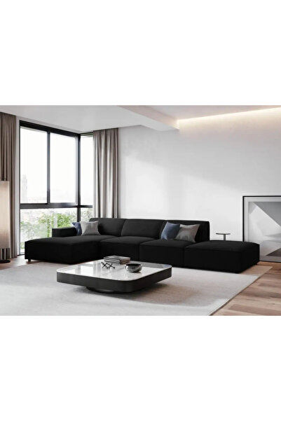Palma homez Roibal |   L-Shaped Corner Sofa in Velvet and Swedish Wood - Arnf...