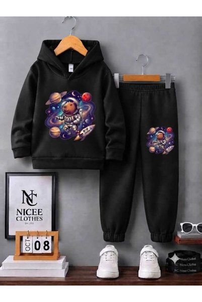 Generic Brand SET TRENING COPII UNISEX (IMPRIMEU IEPURAȘ SPATIAL DE IARNĂ)