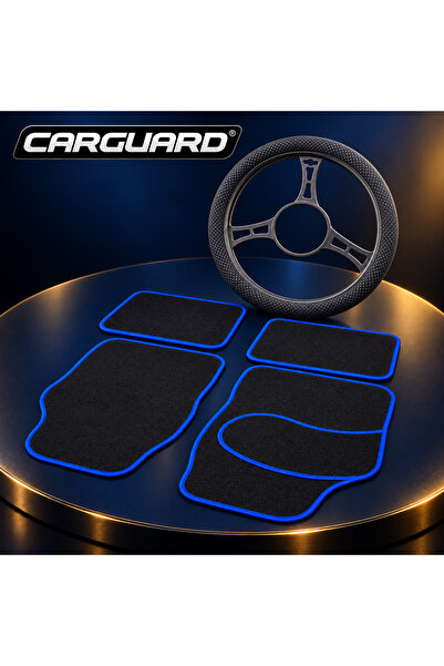 CarGuard Car Set: Black Steering Wheel Cover with Pearls 38 cm + Black-Blue T...