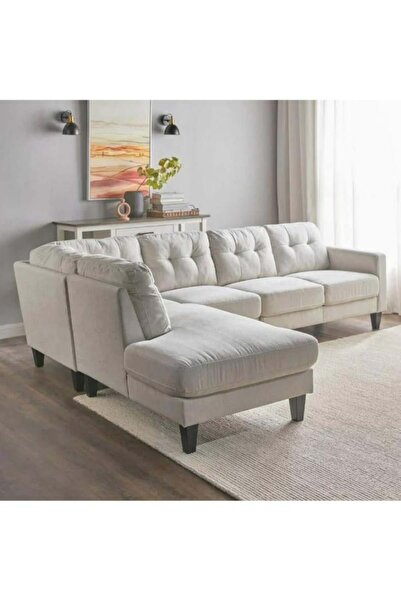 Palma homez روبال | كنبة زاوية حرف L كتان وخشب سويدي - ابيض - أرورا - 320x220...