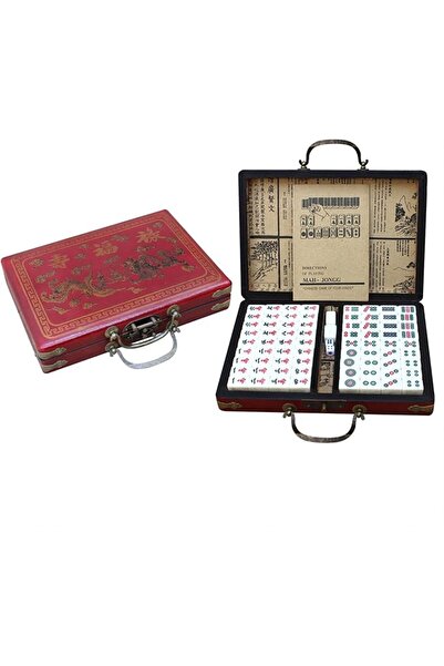 LUOCUTE Chinese Mahjong Set, 144 Numbered Tiles with Travel