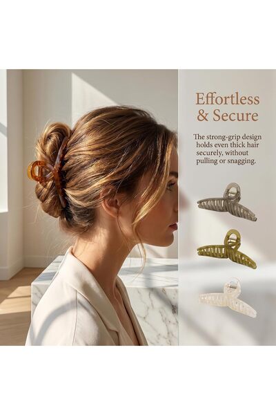 CozyNook Large Hair Clips for Women, Strong Butterfly Hair Clips for Thick and Long Hair, Shiny Non-Slip Hair Accessories for Daily Use, 4 Pieces