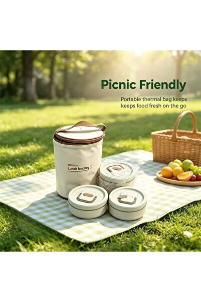 Generic Brand 3-Tier Stainless Steel Insulated Lunch Box Set with Thermal Bag...