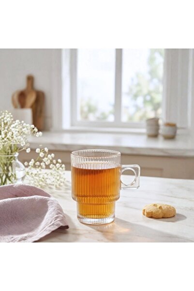 Ryana Luxury Glass Tea Cup Set with Heel Base - 6 Pieces with Elegant Design