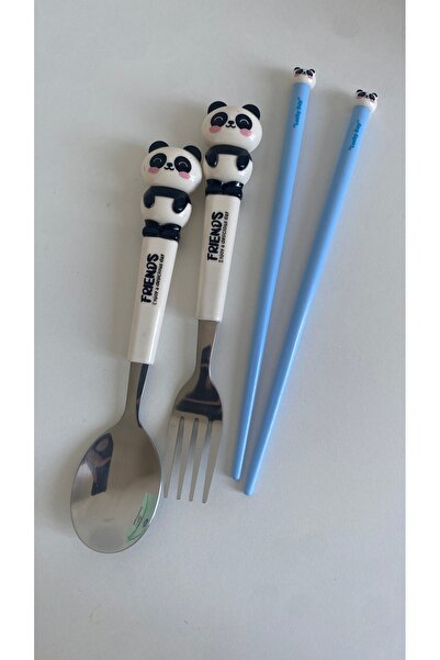 Sakura Konsept Butik Cute Animals Chopstick Fork Spoon Set School Lunchbox Se...