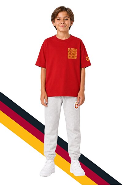 Galatasaray Tricou roșu cu imprimeu text pentru copii și pantaloni de trening...