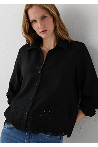 Mavi Black Shirt with Embroidered Skirt Loose Fit / Comfortable Cut 1211655-900