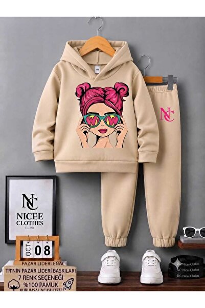 Leto Lykia Children's Tracksuit Unisex (Girl with Glasses and Pink Hair Winte...